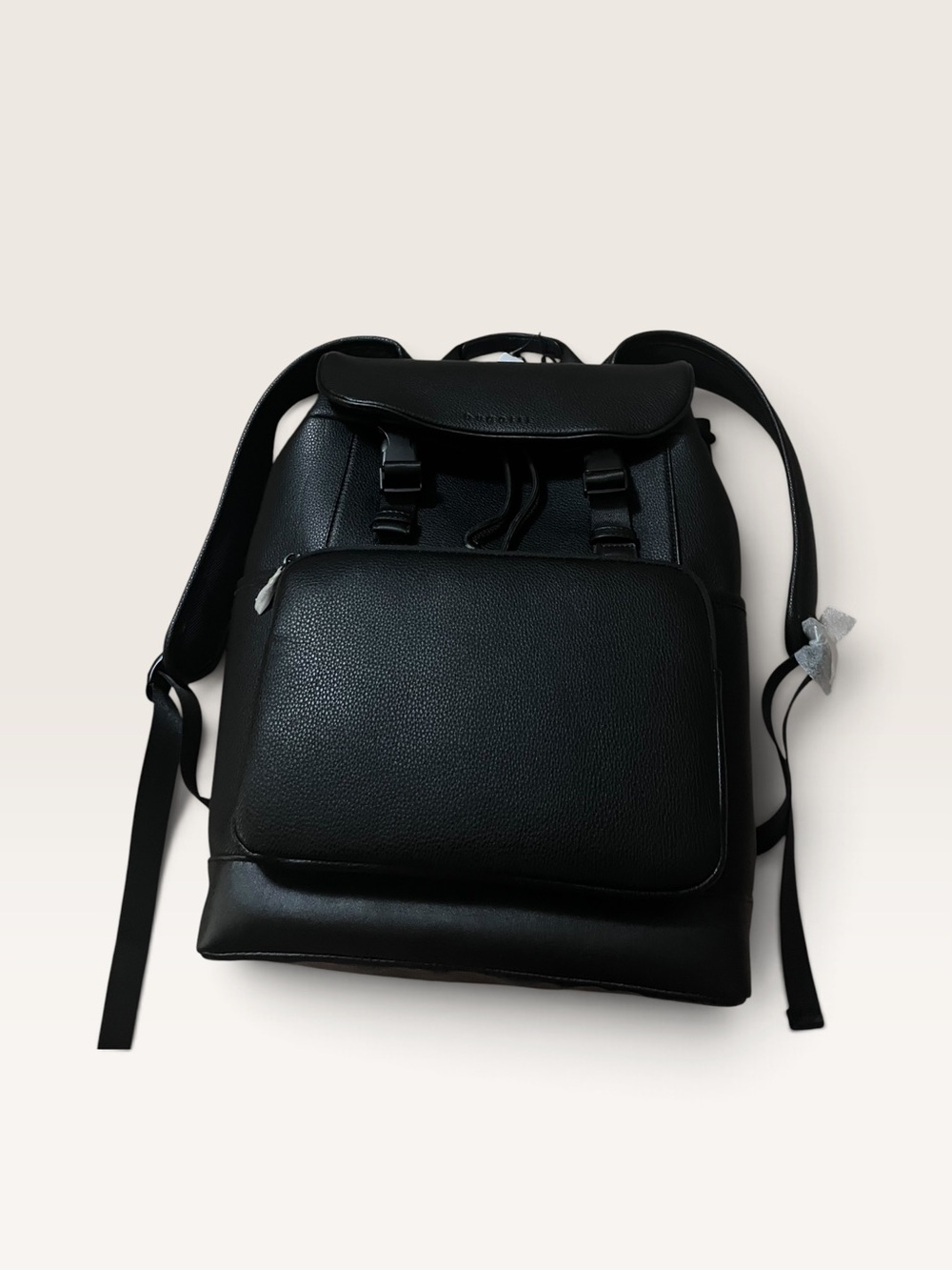 Men's Black black Bugatti Central Backpack featuring a textured vegan leather